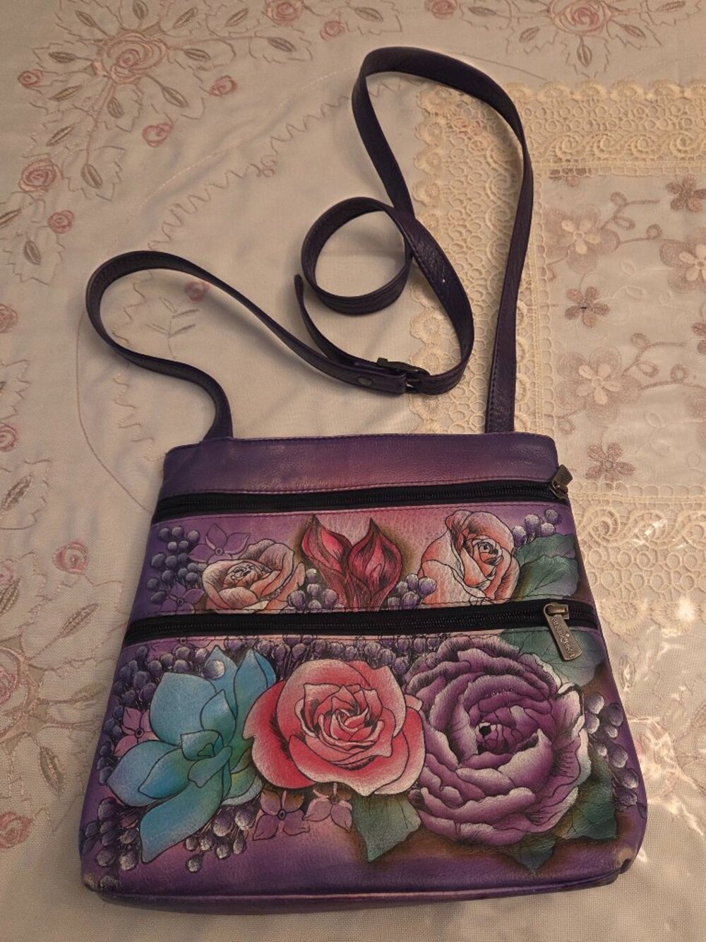 Vintage Anuschka Handpainted Crossbody